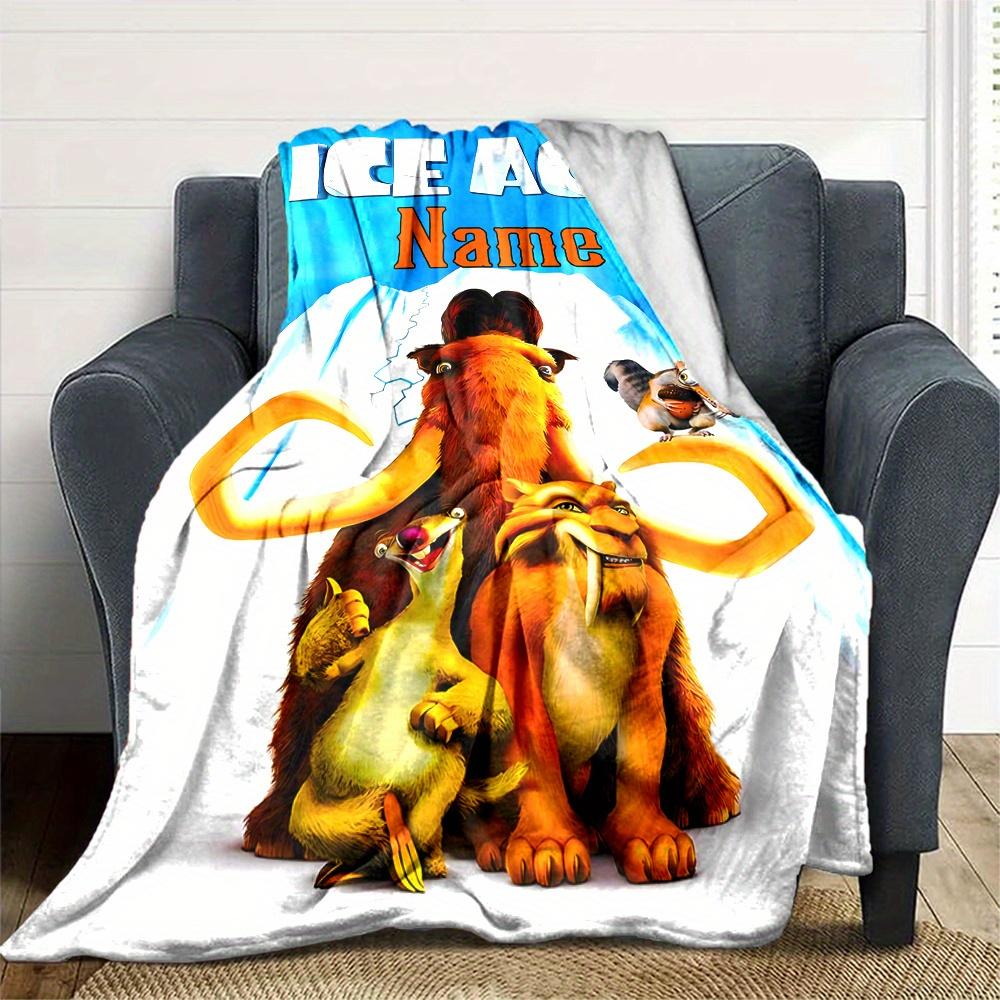 Ice Age Manny Sid Diego Scrat Snow Mountain Cartoon Print Blanket Personalized Name Soft Lightweight Versatile Suitable For Sofa Bed Picnic Office Car