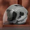 Electric Motorcycle Helmet Gray Winter Warm Anti-fog Double Mirror Half Helmet Men and Women All Seasons Universal Hood