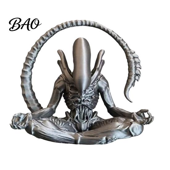 Alien Toy for Collectors 3D Printed Figurine, Zen Meditation Detailed Model Desktop Ornament, Collectible Sculptures Sci-fi Fans Collection-level Art