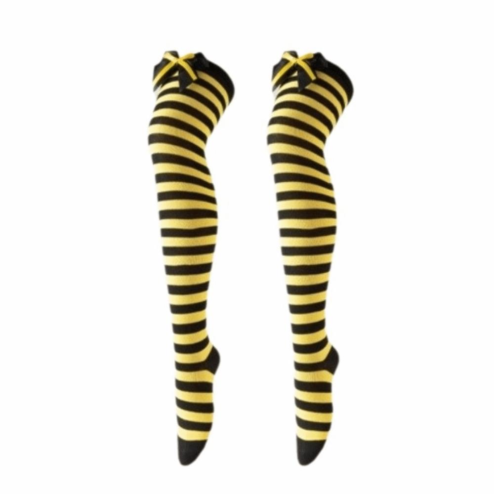 Colorful Over Knee Socks Bow Accent Santa Elf Cosplay Stocking Cute Thigh High Stockings Keep Warm