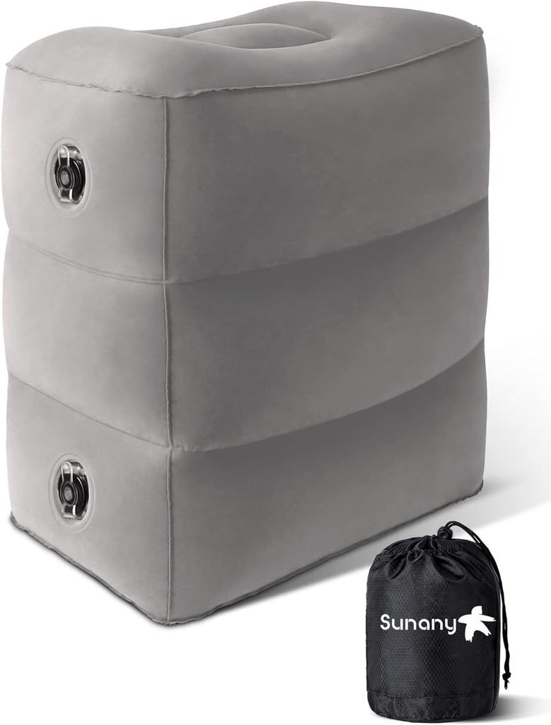 Sunany Airplane Comfortable Airplane Foot Pillow with Three Height 150kg Weight Car Car No Tools Required Eye and Storage Footrest, Adjustments,