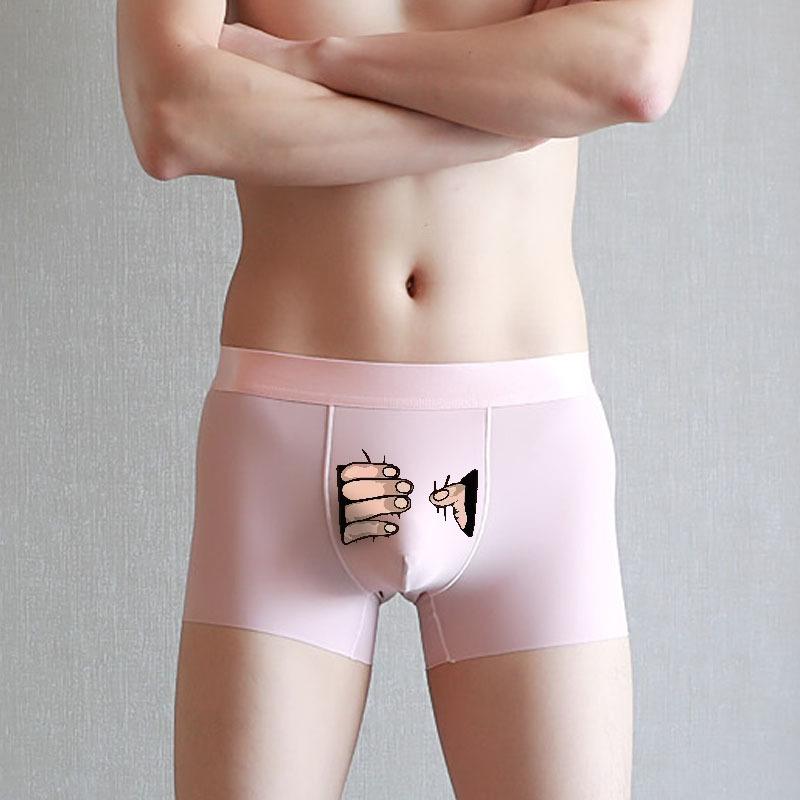 Сексуальные мужские трусы-боксеры из ледяного шелка с мультяшным принтом, нижнее белье для влюбленных, подарок