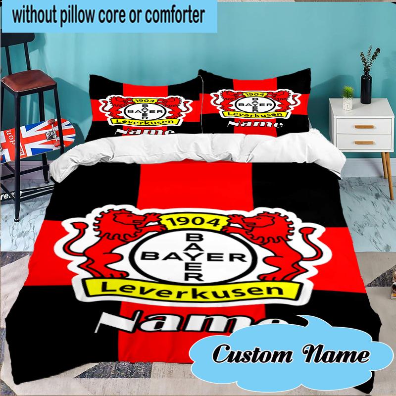 Custom Name Bayer FC Crest Bedding Set 3pcs, Bedding Set Including 1pc Duvet Cover And 2pcs Pillowcases for Bedroom, Dormitory Gift