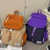 Korean Version Ins Style Backpack Female High School College Student Large-capacity Schoolbag Solid Color Literary and Leisure Travel Backpack Tide