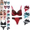 Flower Womens Lace Padded Bra Plunge Set Ladies Underwear Panties Sets Push Up