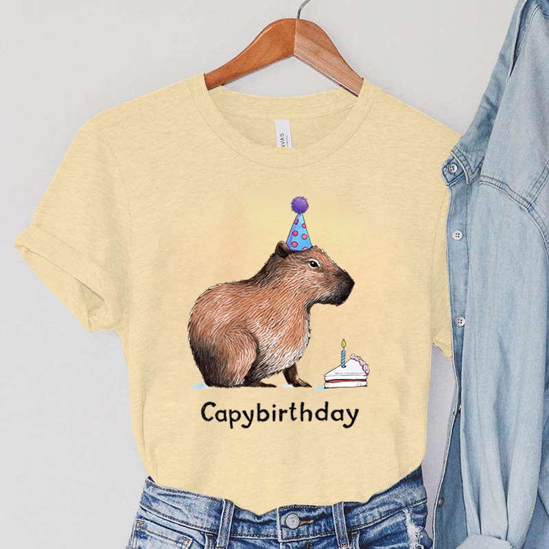 Разноцветные футболки с принтом Capybirthday, женская повседневная модная одежда, лето 2022, свободные удобные топы с короткими рукавами