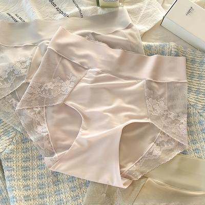 Женские модные простые кружевные трусики средней талии для живота и сексуальные трусики с дышащими и приятными для кожи деталями