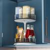 2 Tier Lazy Susan Organizer,Height Adjustable Turntable for Cabinet,with 4 Removable Bins,Lazy Susan Spice Rack for Dining Table