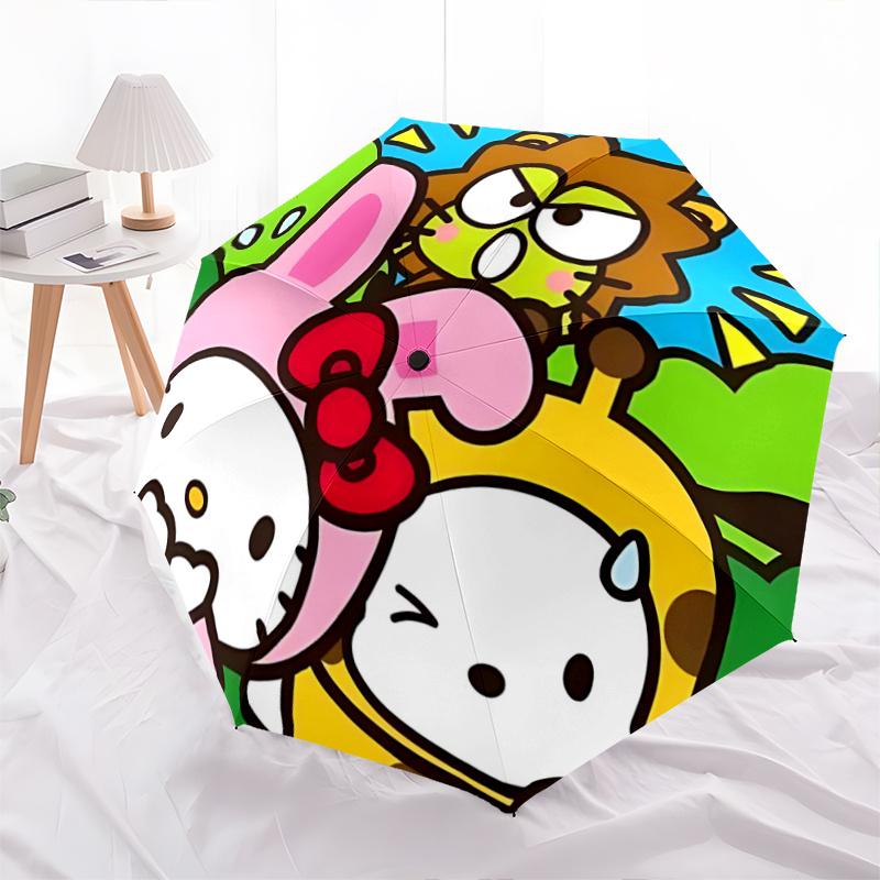 1pc Hello Kitty Automatic Opening/Closing Umbrella with Portable Tri-Fold Design, 8-Bone Iron Frame, Outdoor, Perfect Gift for Fans, Travelers, Daily