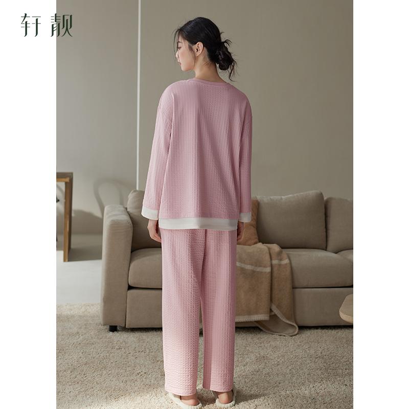 Xuan Liang Bubble Cotton Pajama Women's Spring and Autumn Pure Cotton Long Sleeve Four Seasons Casual Simple Outerwear Home Clothing Set