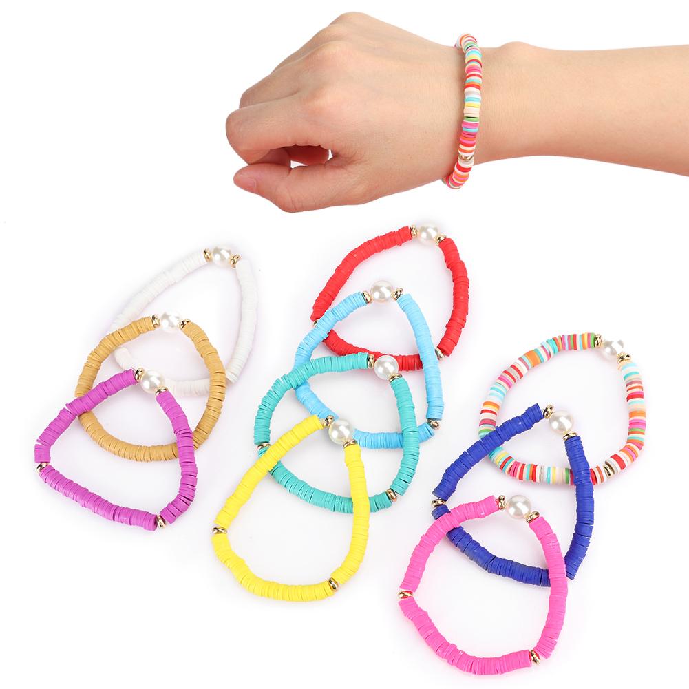 10pcs Bracelet Faux Pearl Colorful Fashionable Personality Women Bracelet Jewelry Gift