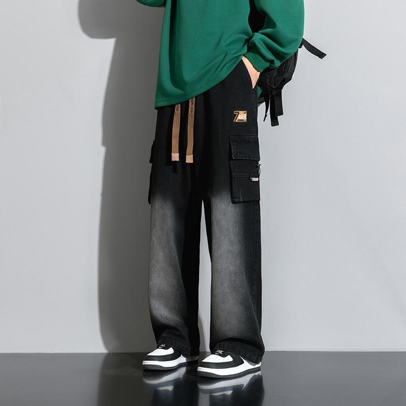 Весна и осень новые американские винтажные джинсы мужские свободные повседневные брюки больших размеров с широкими штанинами
