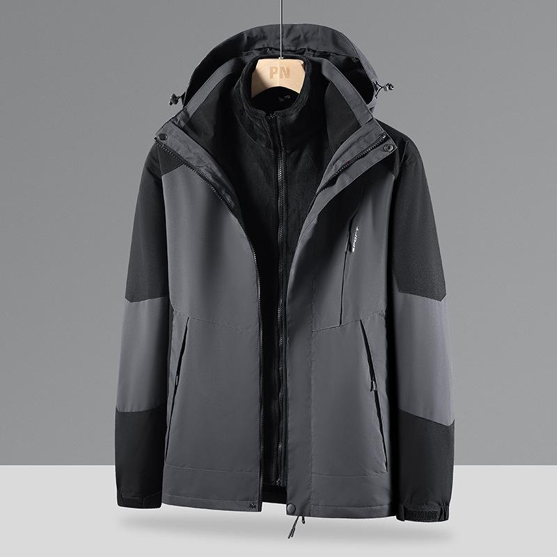 Мужская и женская ветрозащитная водонепроницаемая горнолыжная куртка 3 в 1 со съемной бархатной подкладкой — теплый, плотный и дышащий костюм для активного отдыха.