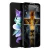 Cross Pattern Bicolor Lion Hard PC Phone Case For Samsung Galaxy Z Flip 7 6 5 4 Black Cover For Galaxy Z Flip 3 Foldable Fundas