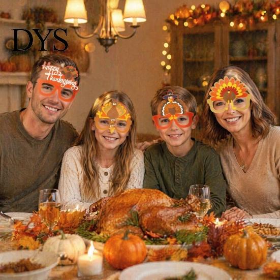 Cute Thanksgiving Gift for Parties Turkey Glasses, Funny Harvest Party Eyewear Kids Festive Orange Holiday Decorations Adults, Felt Pumpkin