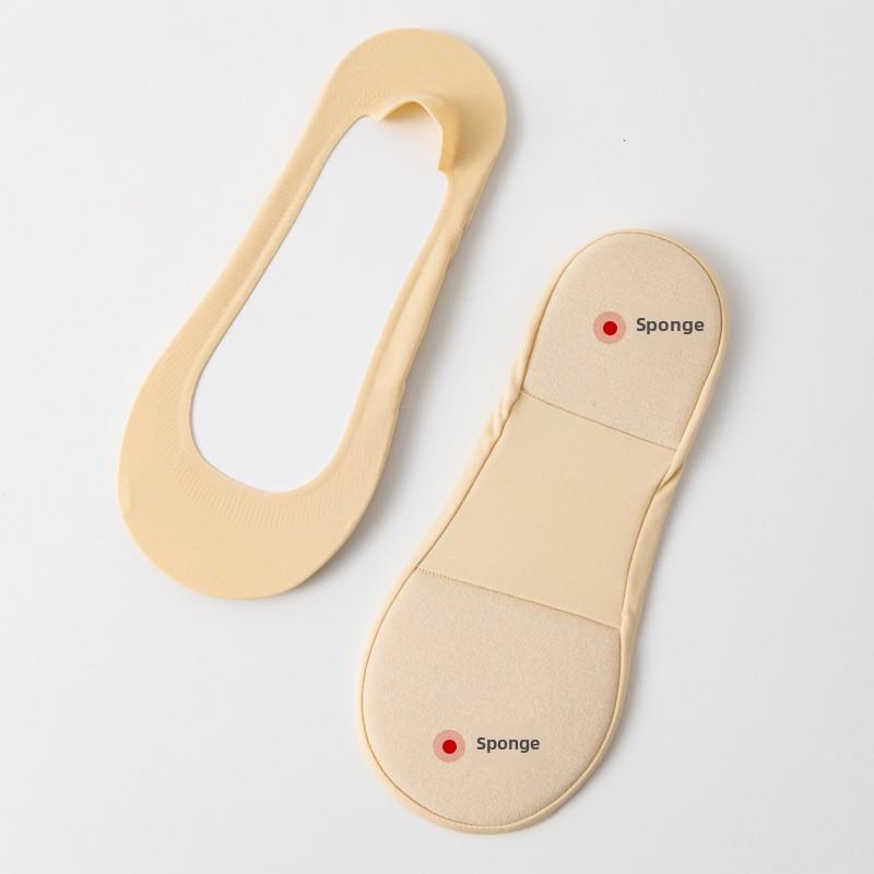 Women's Cotton No Show Socks, Invisible Non Slip Ankle Socks with Cushioned Sole, Breathable Thin Socks for Summer
