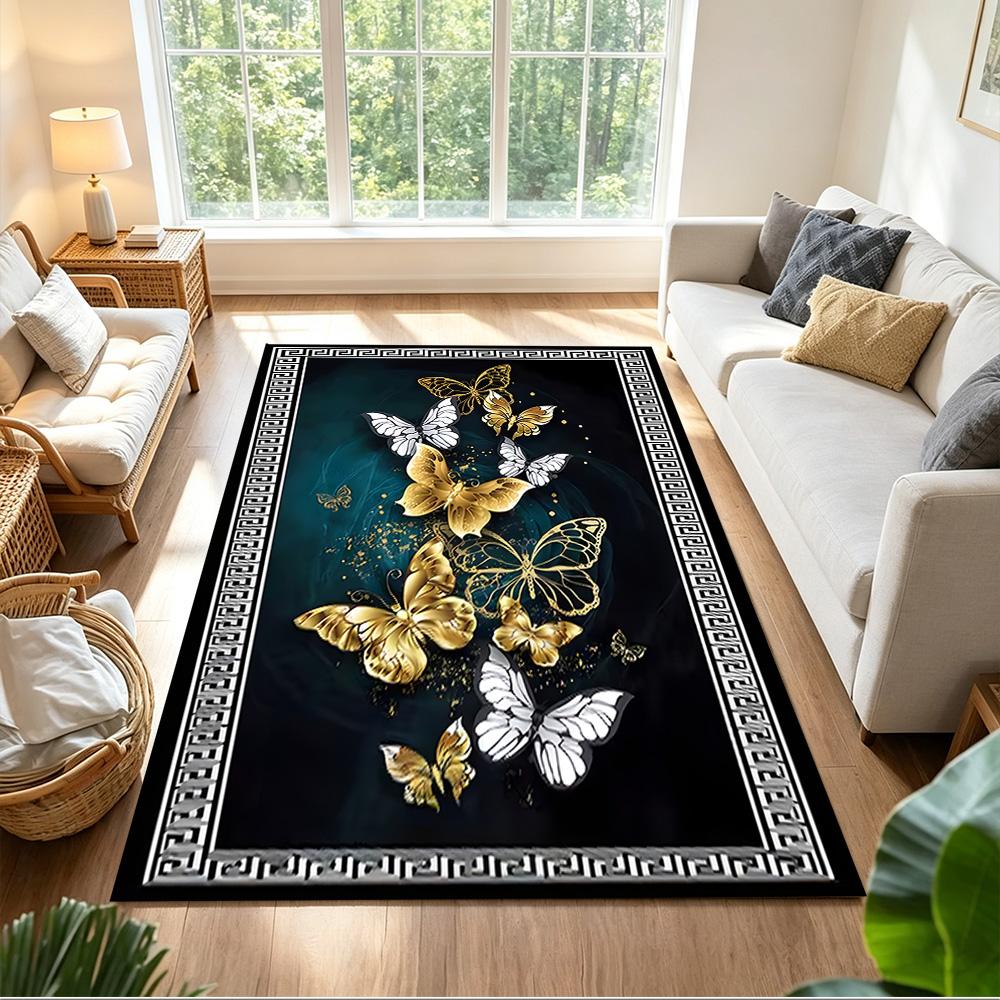 Purple Butterfly Night Magic Non-Slip Home Carpet Design for Office Decor Living Room Bedroom Gift