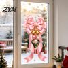 Santa Claus Glass Stickers Static Sticker, Christmas Theme Bow Pattern Print, Removable Winter Holiday Window Art Electrostatic PVC Film for Home And