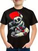 Children's Clothing: Boys' Short-Sleeve T-Shirts with 3D Skull Print; Children's Summer Clothing; Creative and Stylish Streetwear for Girls.