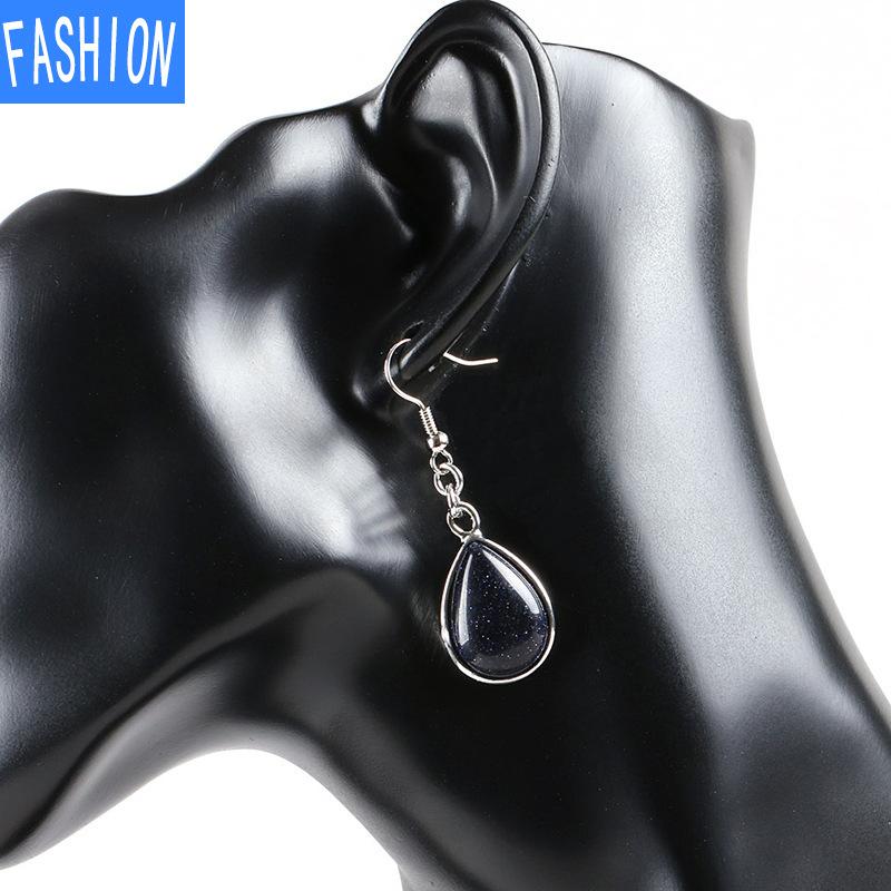 Европейские и американские модные женские серьги с каплями воды, женские серьги с натуральными полудрагоценными кристаллами, простые серьги