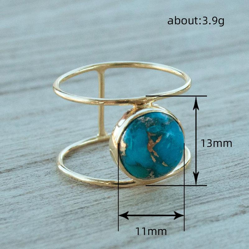 Ladies Ring, Exaggerated Round Imitation Large Turquoise Ring, Niche Design Jewelry.