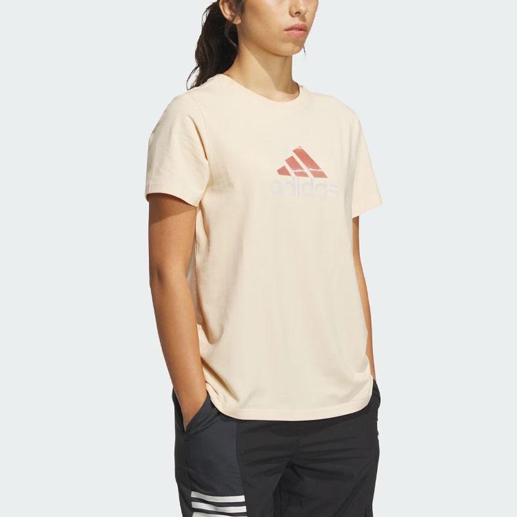 Adidas Set in Sleeve T Shirt Women's Sand Brown IM8890