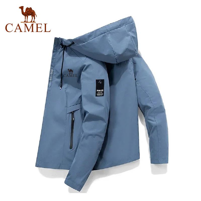 Camel New Spring And Autumn Embroidery Brand Men's Windproof Zipper Jacket Casual High Quality Hooded Baseball Jacket Outdoor Sports Jacket