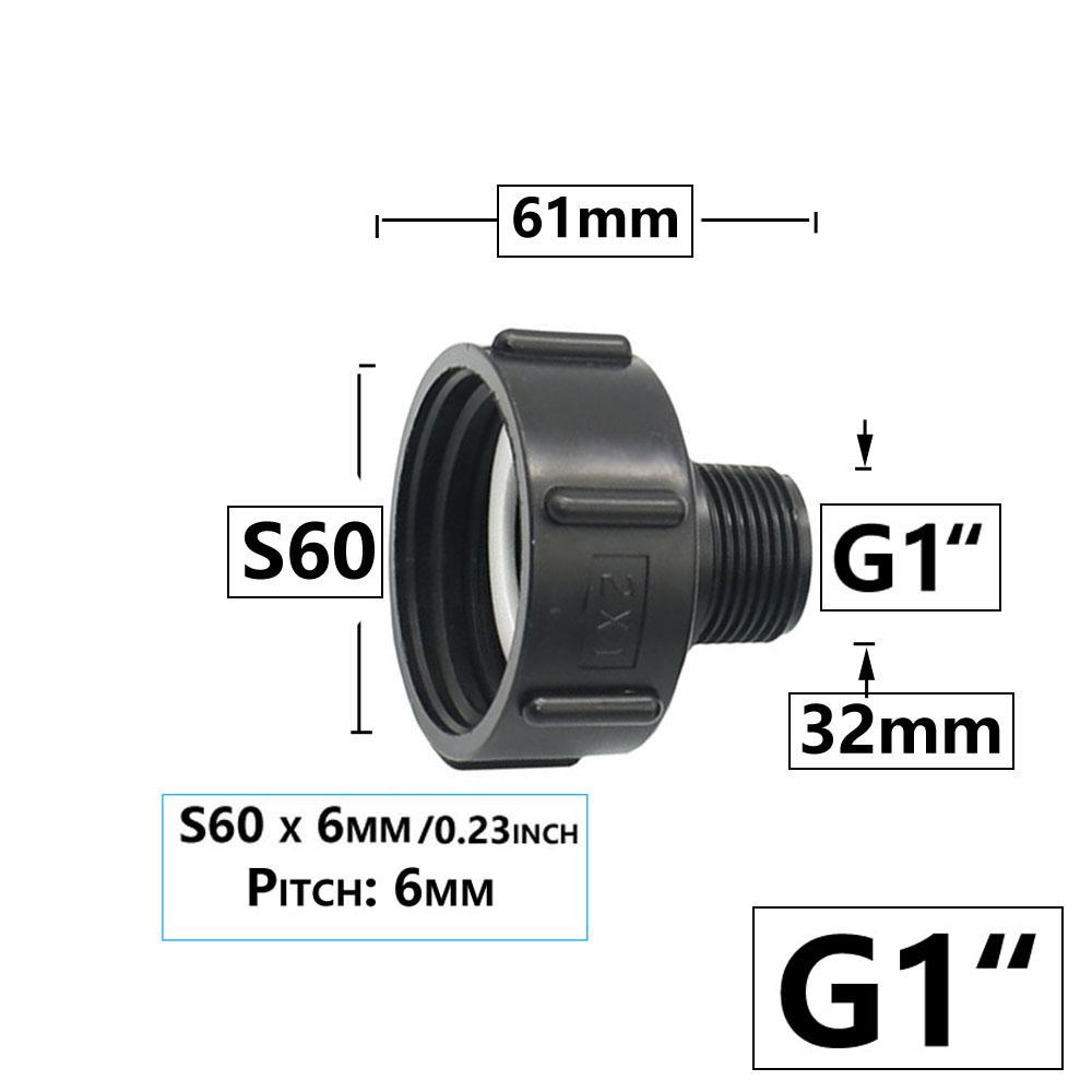Адаптер для бака IBC S60 x 1/2" 3/4' 1" 1,5 2" 63/75/80/100 мм резьбовое соединение Ton Barrel Connect 1000 литровое соединение для бака IBC