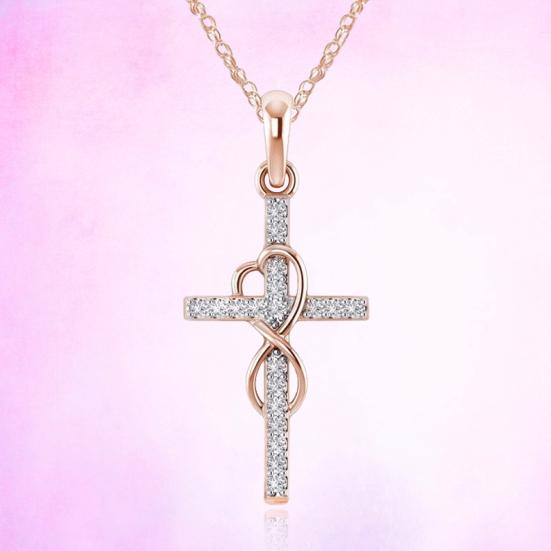 Женское ожерелье с подвеской-крестом с восьмеркой, регулируемая длина, полированный сплав, день рождения