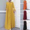 Women Autumn Muslim Kaftan Abaya Solid Elegant Dubai Islam Solid Baggy Maxi Shirt Dress
