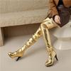 8/Women's High Heel Boots Sexy Gold Silver Steel Pipe Dance Boots Large Over Knee Boots