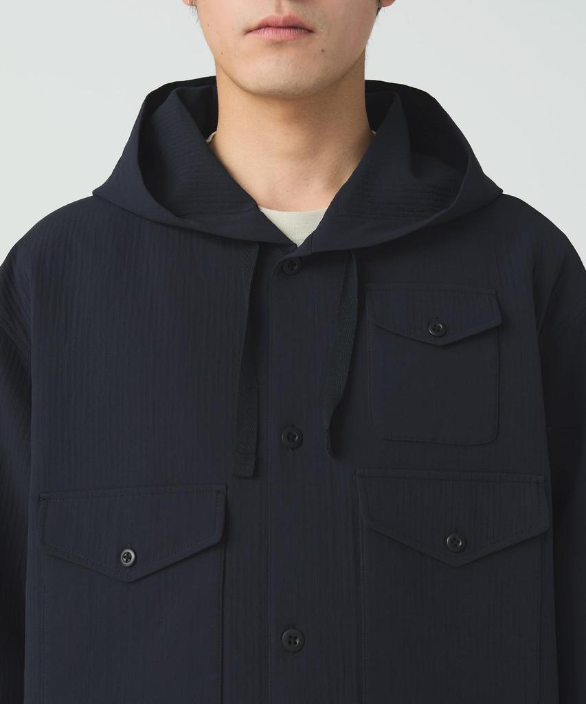 Snow Peak Easy Cloth Hooded Shirt Long Dark Size S SH-25AU006, Sleeve, Men's/Women's, Navy,