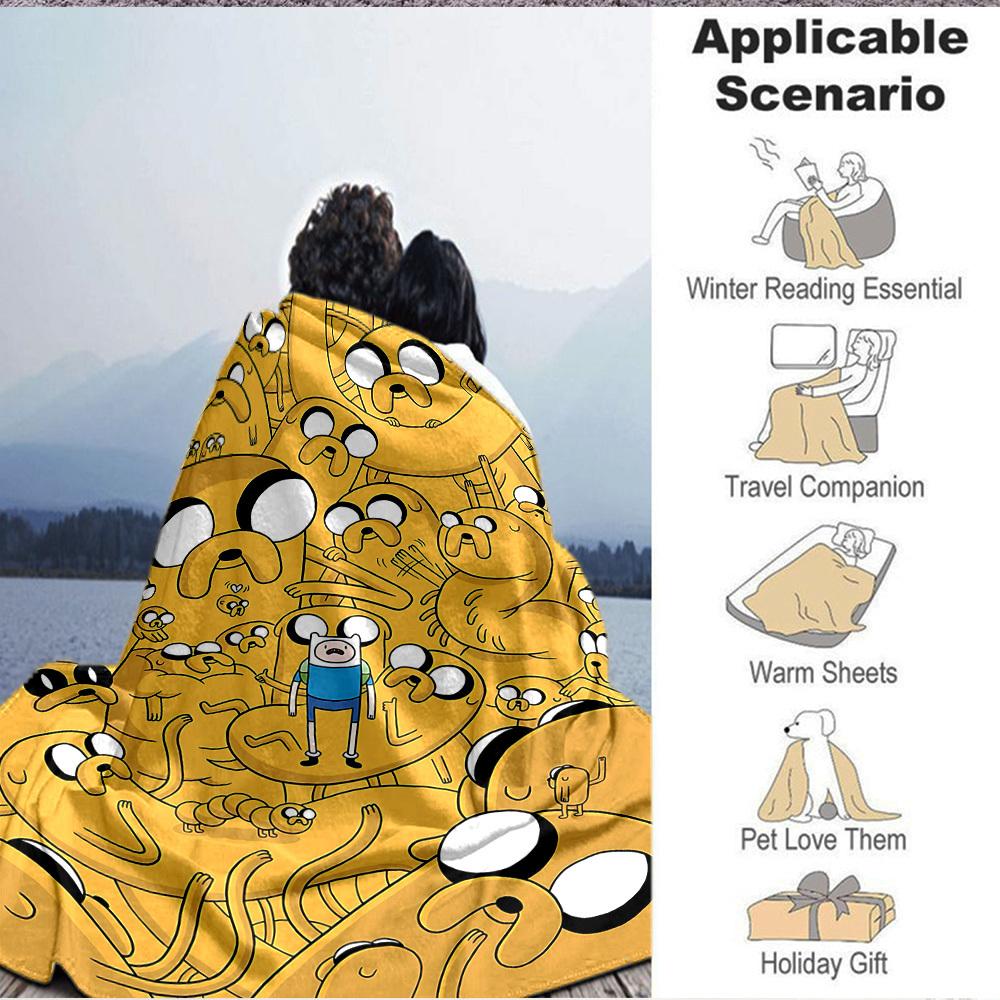 1pc Adventure Time Jake Soft Skin-Friendly Flannel with Digital Printing, Various Sizes Available for Family, Friends, Birthday087