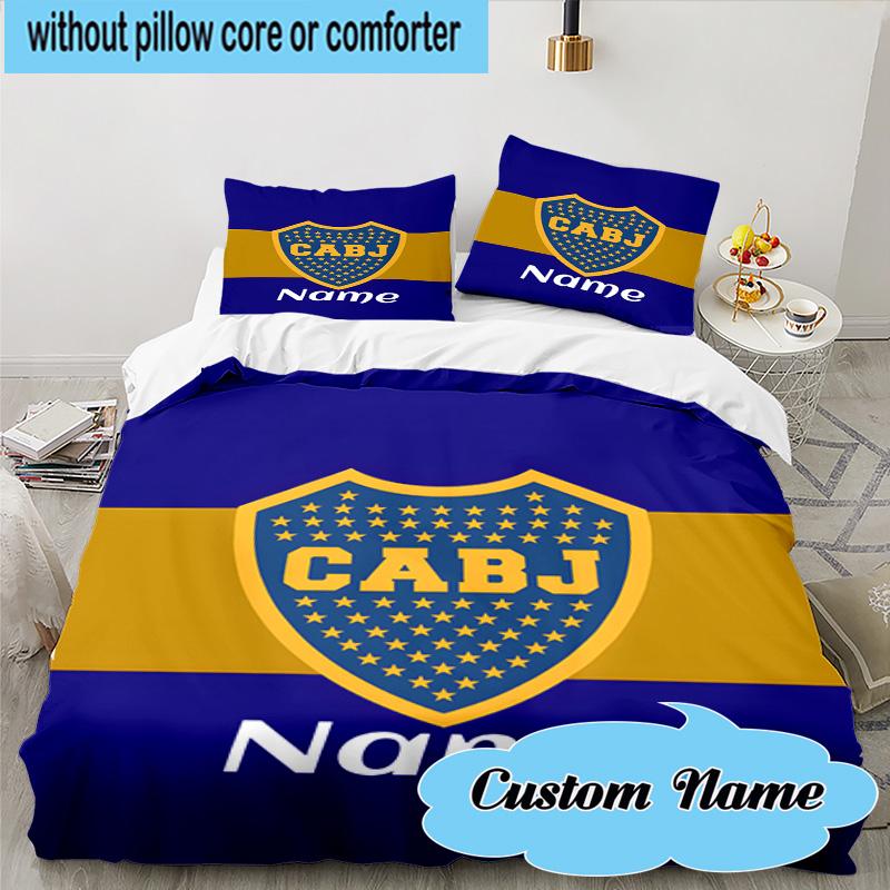 3PCS Custom Name Juniors FC Emblem Bedding Set, Including 1pc Duvet Cover And 2pcs Pillowcases, Suitable for dorms and bedrooms Gift
