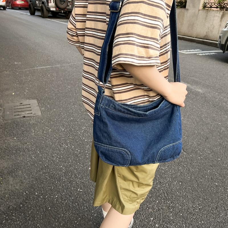 Джинсовая сумка Женская сумка через плечо Большая вместительная сумка