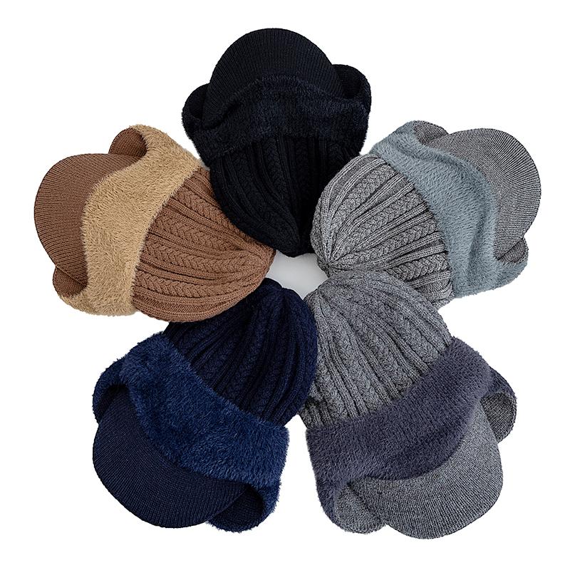 New Plush Fur Lined Winter Hat With Earflap Fashion Faux Fur Beanie Hats Men Outdoor Keep Warm Cap Hat Father Warm Gift