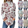 Tee Shirts For Women Fall Casual Long Sleeve Shirts Sweatshirt Vintage Printed High Neck Top Pullover