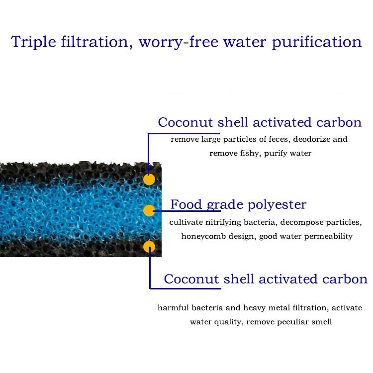 1pc Fish Tank Filter Activated Carbon Cotton Thicken Biochemical Sponge Aquarium Water Purification High Density Filter Material