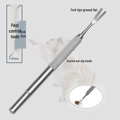 Пинцет из нержавеющей стали для удаления клещей и блох для домашних животных