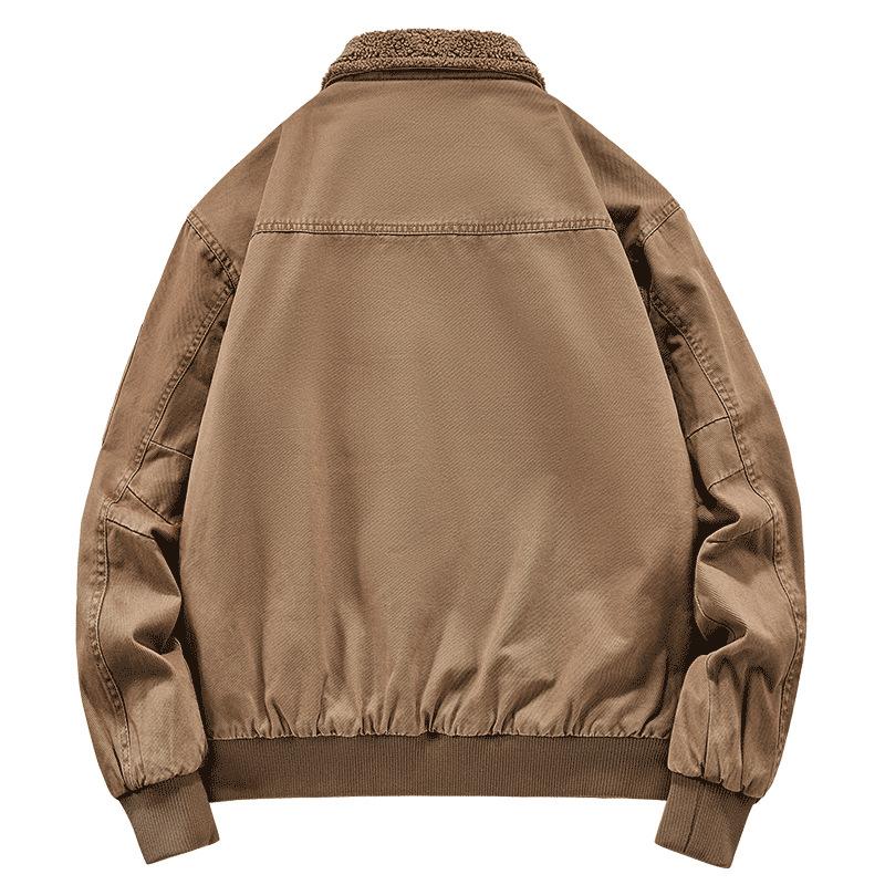 Autumn and Winter Jacket Men's Fleece Thickened Trendy Versatile Casual Windproof Warm Retro Pilot Jacket