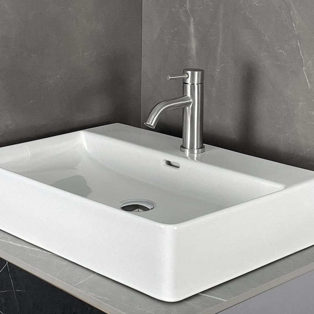 Смеситель Смеситель Большая Раковина Умывальник Комплект Стильная Раковина Напольный Тип Керамическая Раковина для Мытья Рук Туалетная Раковина для Мытья Рук [JOMOWN В комплекте]