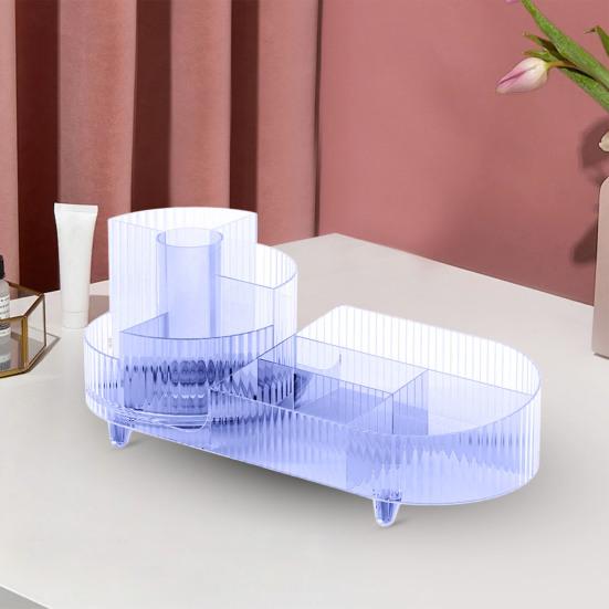 Органайзер для хранения косметики с 9 отделениями, большая вместимость, прозрачная вращающаяся на 360 градусов полка для хранения косметики