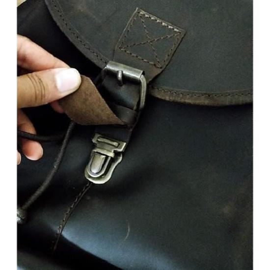 New 16" Brown Leather Backpack Vintage Rucksack Laptop Bag Water Resistant Casual Daypack College Bookbag