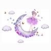 Self-adhesive Home Decoration Princess Wall Stickers Butterfly Flower Decals Girls On Moon
