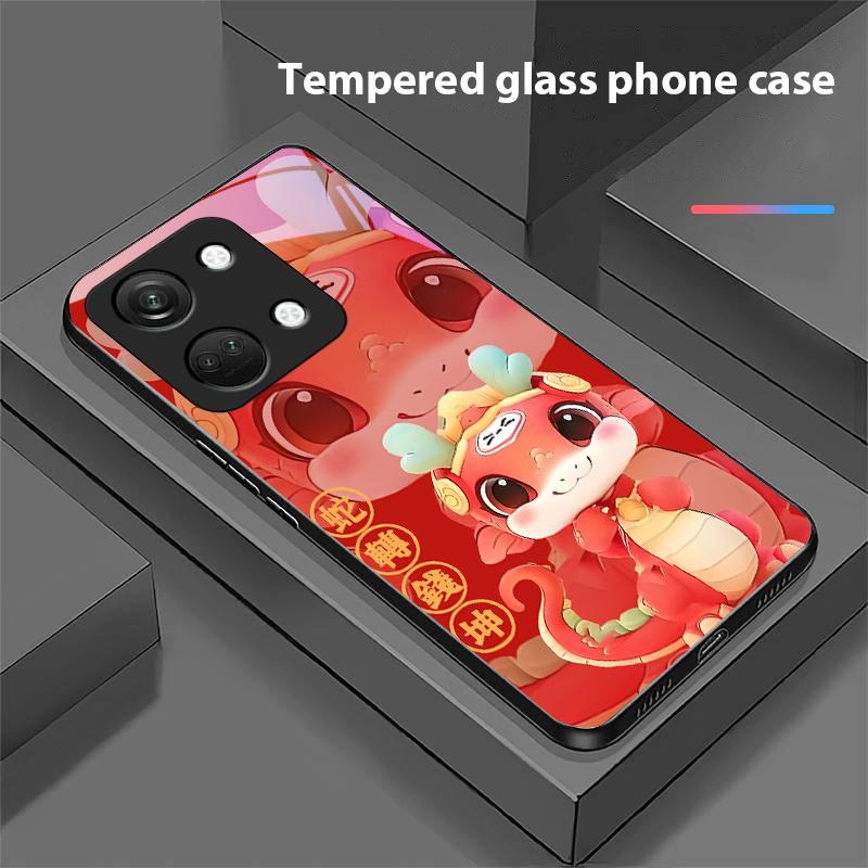 Новая Мультяшная Змея Для OnePlus Nord 3 5 6T 7 Pro 8 12 10T Reno8 Lite 5G 10R Nord N30 Жесткий Чехол Закаленное Стекло Чехол Для Телефона Черный
