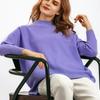 Autumn Winter Vintage Loose Large Sleeve Top Solid Color Pullover Knitwear Half High Collar Sweater