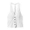 Hanging Collar Bowknot Decoration Vest 2010809 Vertical Fabric Mid Waist Wide Leg Casual Trousers 8338504