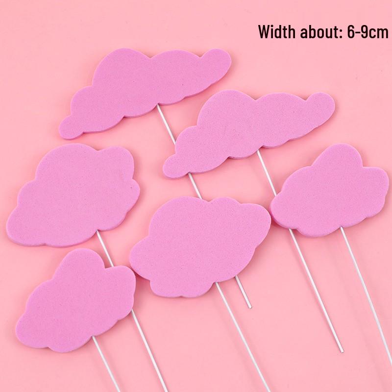 Pink Themed Cake Decor: Heart & Cloud Balloons with Insert Cards for Birthday Parties