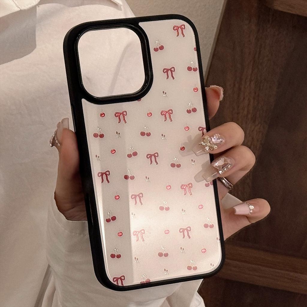 Gilded Ins Cherry for IPhone 16 for Apple 15 Promax Phone Case 13/14 Glass 12 for 17 Premium Hard