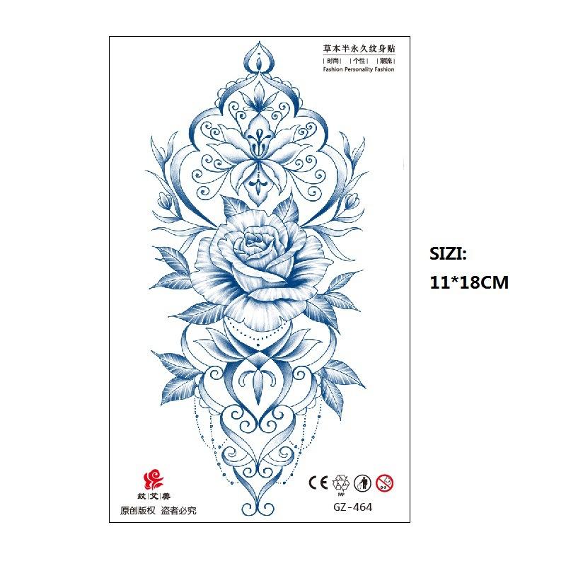 Herbal Juice Tattoo Sticker Geisha Bergamot Brahma Blossom Back Arm Back Non-Reflective Keep 15 Days Sticker